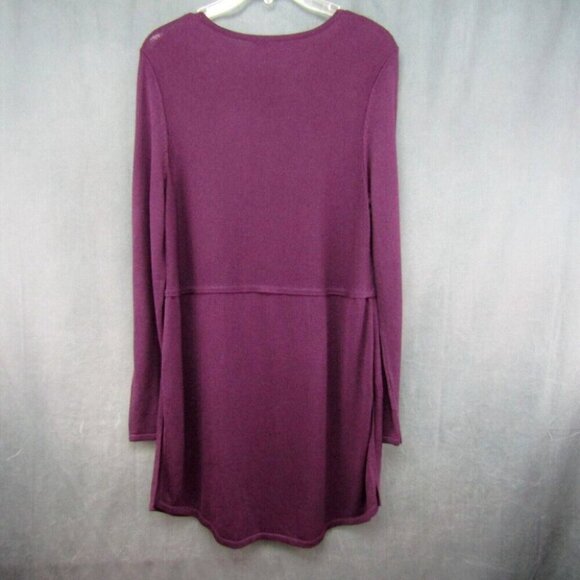 J Jill Wine Burgundy Wool Blend Long Tunic Sweater Size S Lightweight Side Vents - Picture 4 of 9